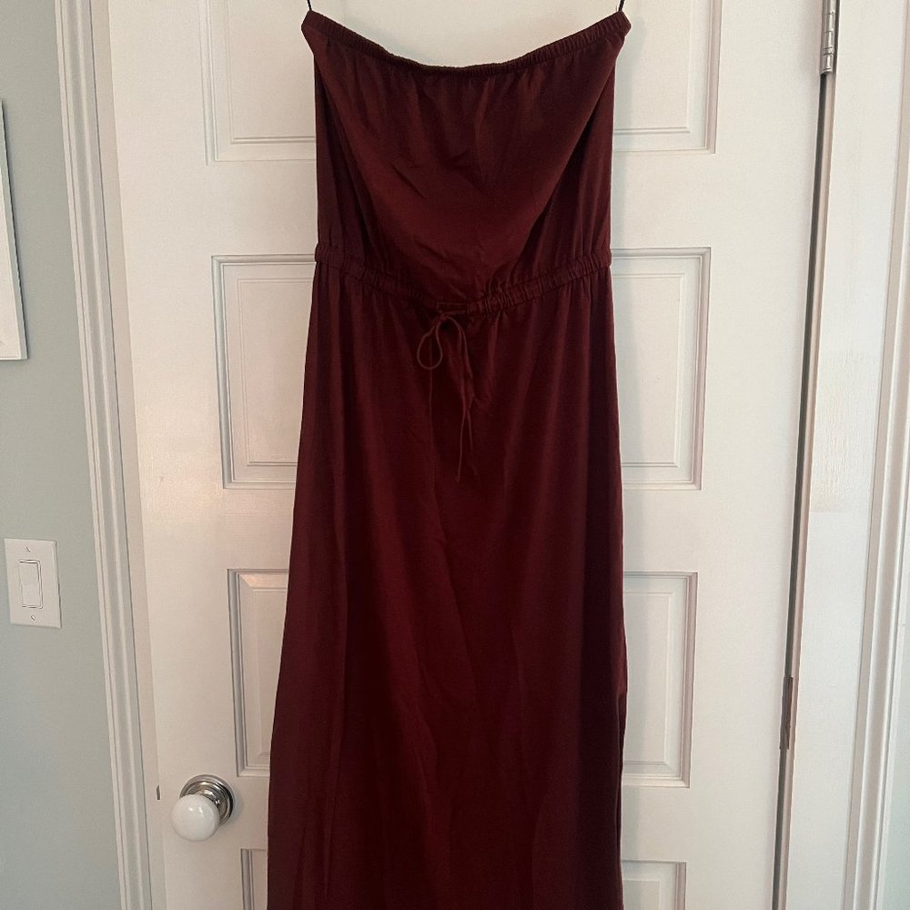 Theory Strapless Burgundy Maxi Dress - P